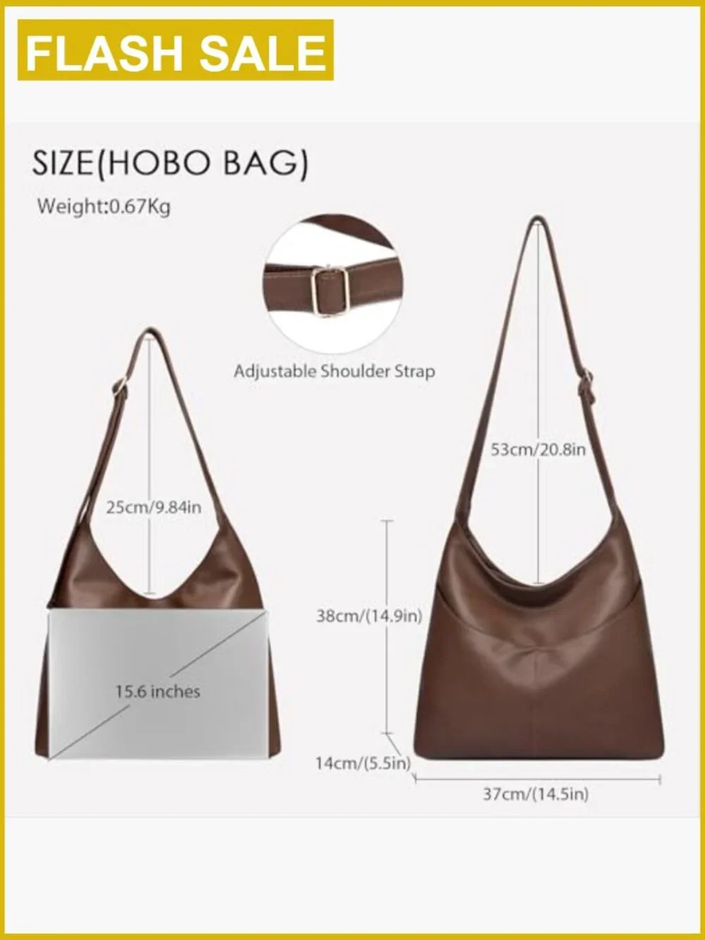 Large Slouchy Hobo Bag Vegan Leather Crossbody Tote Purse